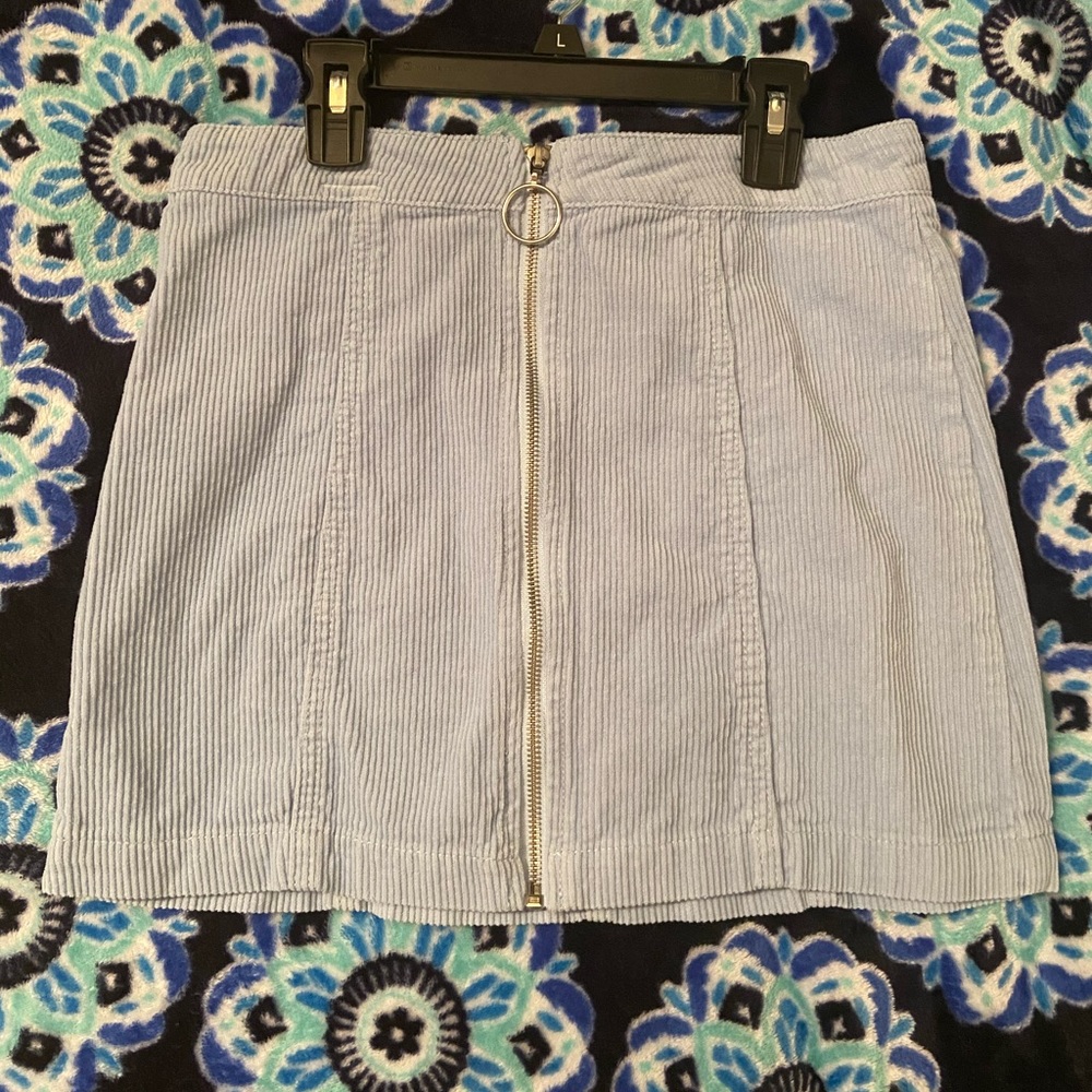 LIGHT BLUE CORDUROY MINI SKIRT